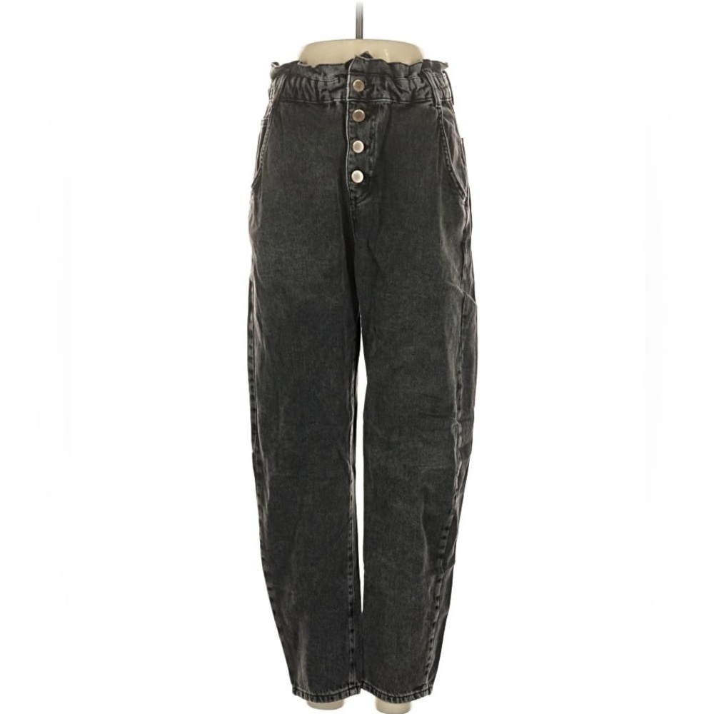 Zara black denim paper bag jeans